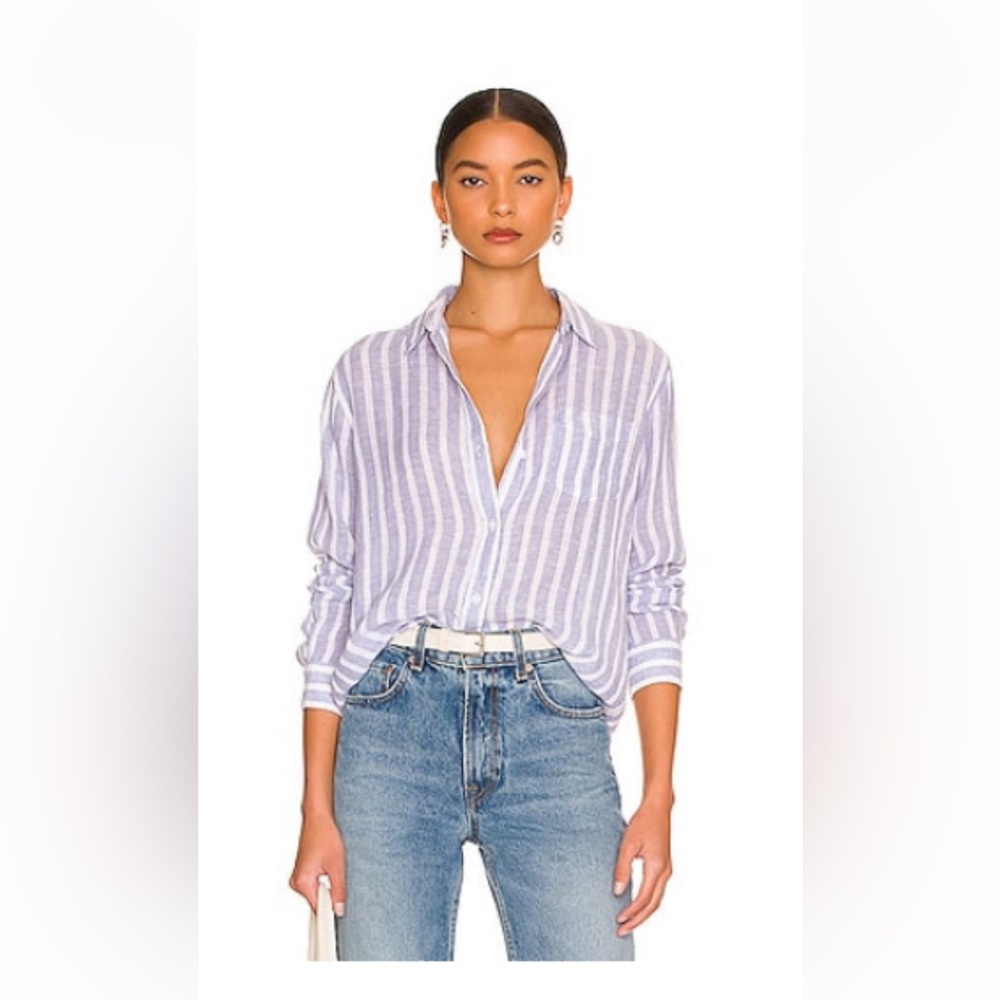CHARLI BUTTON UP IN RHONE STRIPE SHIRT NWT and never worn in a small.